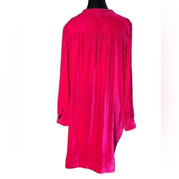 Uncle Frank Pink Velvet Dress Size Medium Fuchsia Bishop Sleeve Mini Shift - Picture 5 of 9